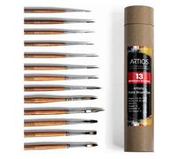 ARTIOS Fine Detailing Brush /Thin Miniature Brush Set of 13 pcs with Brush Holder for Acrylic, Oil, Watercolor & Gouache with Paint Brush Set-Wood, Synthetic Bristle
