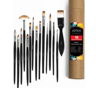 ARTIOS Paint Brush Set of 15, Professional, Acrylic & Watercolor, Black