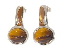 Artipol Earrings European product French style. Srebro emaliowane - natural stone - model E5407, Standaard, Srebro emaliowane Natural stone, Oeil de tigre