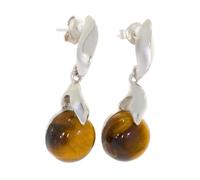 Artipol Earrings European product French style. Srebro rodowane - natural stone - model E4206, Standaard, Srebro rodowane Natural stone, Oeil de tigre