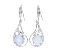 Artipol Earrings European product French style. Srebro rodowane - natural stone - model E5409, Standaard, Srebro rodowane Natural stone, Pierre de lune