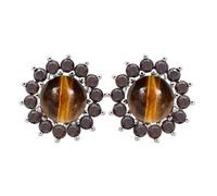 Artipol Earrings European product French style. Srebro rodowane - natural stone - model E5810, Standaard, Srebro rodowane Natural stone, Oeil de tigre