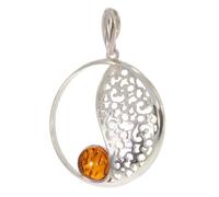 Artipol European production pendant in French style. Rhodium plated silver with natural stone - model P5406, Domyślny, Stone Silver Rhodium Plated Stone, Ambre