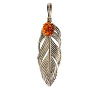 Artipol European production pendant in French style. Rhodium plated silver with natural stone - model P3810, Domyślny, Stone Silver Rhodium Plated Stone, Ambre