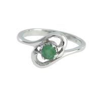 Artipol European Style French Style Ring Rhodium Plated Silver Natural Stone Model M12, 50 cm, Rhodium Silver Natural stone, Emerald