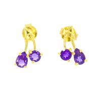 Artipol Fabr.Europeo French Style Earrings - Rhodium-Plated Silver - Natural Stone - Model EF22, Estándar, vermeil Kamień naturalny, amethyste