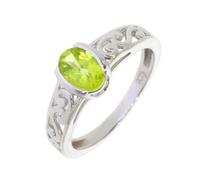 Artipol Ring European product French style. Srebro rodowane with natural Peridot - model M59-P, size 53