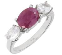 Artipol Ring European product French style. Srebro rodowane with natural Ruby - model K02-R, size 63