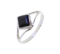 Artipol Ring European Production French Style Rhodium Silver Natural Stone Model 1803, 62, Rhodium Silver Natural stone, Onyx Black