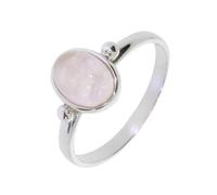 Artipol Ring European Production French Style Rhodium Silver Natural Stone Model 2606, 51, Rhodium Silver Natural stone, Rose Quartz