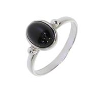 Artipol Ring European Production French Style Rhodium Silver Natural Stone Model 2606, 55, Rhodium Silver Natural stone, Black Onyx