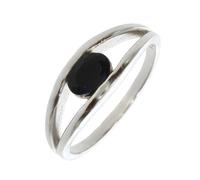 Artipol Ring European Production French Style Rhodium Silver Natural Stone Model 3022, 48, Rhodium Silver Natural stone, Black Onyx