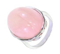 Artipol Ring European Production French Style Rhodium Silver Natural Stone Model 5009, 61 cm, Rhodium Silver Natural stone, Rose Quartz
