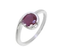 Artipol Ring European Production French Style Rhodium Silver Natural Stone Model M25, 48, Rhodium Silver Natural stone, Ruby