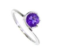 Artipol Ring European Production French Style Rhodium Silver Natural Stone Model M25, 59, Rhodium Silver Natural stone, Amethyst
