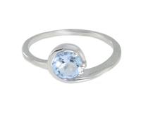 Artipol Ring European Production French Style Rhodium Silver Natural Stone Model M25, 59, Rhodium Silver Natural stone, Blue Topaz
