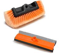 ARTIPOLY 12" Car Wash Brush with Soft Bristle + 10" 2 in 1 Squeegee for Window Cleaning, RV Truck Boat Camper Heavy Duty Tri-Level Dip Wash Brush Car Exterior Washing