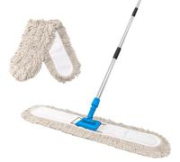 ARTIPOLY 36” Commercial Dust Mop for Floor Cleaning, Industrial Dry Mop with Heavy Duty Long Handle, Large Cotton Reusable mop Head, for Cleaning Office Garage Hardwood Warehouse Factory Mall