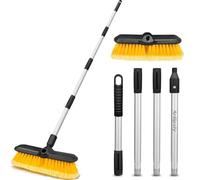 ARTIPOLY Car Wash Brush with Extension Rod, 25 cm Soft Brush, Scratch-Resistant Car Cleaning Brush for Boat, Truck, SUV, House Facade, Snow, Floors, Extension Made of Aluminium Alloy, 151 cm, Yellow