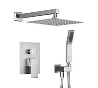 Artiqua Shower System 10 Inches Rain Shower Combo Set Brushed Nickel Wall Mount Faucet Bathroom Faucets with Rainfall Shower Head and Hand Shower