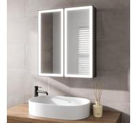 Artis® 600 x 700mm Bathroom Mirror Cabinet LED Lights Wall Mounted Shaver Demister Illuminated Mirrors for Bathrooms, Mains Powered, Motion Sensor