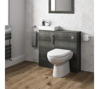 Artis Breeze Back To Wall Toilet & Vanity Unit with Basin - Grey Wood 900mm