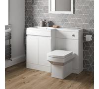 Artis Centro Back To Wall Toilet & Vanity Unit with Basin - Gloss White 1100mm Left Hand