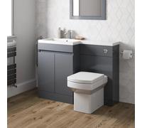 Artis Centro Back To Wall Toilet & Vanity Unit with Basin - Grey Gloss 1100mm Left Hand
