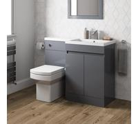 Artis Centro Back To Wall Toilet & Vanity Unit with Basin - Grey Gloss 1100mm Right Hand