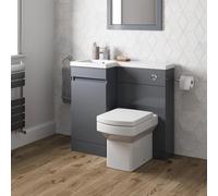 Artis Centro Back To Wall Toilet & Vanity Unit with Basin - Grey Gloss 900mm Left Hand