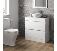 Artis Centro White Gloss Freestanding Countertop Vanity Unit with Roubaix Basin - 800mm