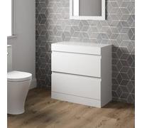 Artis Centro White Gloss Freestanding Countertop Vanity Unit without Basin - 800mm