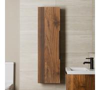 Artis Fluted Walnut Tall Storage Cabinet 1200 x 350mm - Black Handle