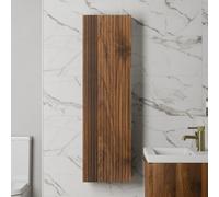 Artis Fluted Walnut Tall Storage Cabinet 1200 x 350mm - Brushed Brass Handle