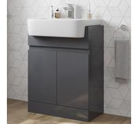Artis Grey Gloss Freestanding Vanity Unit with Semi Recessed Basin - 600mm