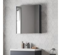 Artis Grey Gloss Wood Bathroom Mirror Cabinet With Double Door 600 x 650mm