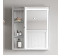 Artis LED Aluminium Bathroom Mirror Cabinet with Fluted Door, Silver 600 x 700mm