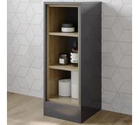 Artis Luna Grey Gloss Freestanding Bathroom Open Shelf Unit - 300mm