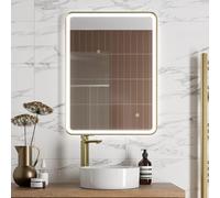 Artis Rectangular LED Mirror with Demister - 600 x 800mm Brushed Brass