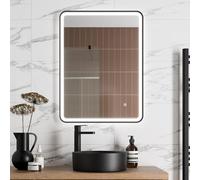 Artis Rectangular LED Mirror with Demister - 600 x 800mm Matt Black