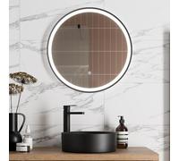 Artis Round LED Mirror with Demister - 600 x 600mm Matt Black