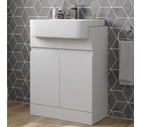 Artis White Gloss Freestanding Vanity Unit with Semi Recessed Basin - 600mm