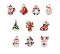 ARTISAMILY 20pcs Christmas Theme Charms Pendants Christmas Tree Santa Claus Snowman Deer Bell Bracelet Charms Alloy Enamel Necklace Pendants Red Hang Ornament for Jewelry Making 16-24 mm