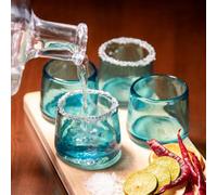 artisan accents | Mezcal & Tequila Sipping Glasses - Set of Four | Artisan Hand Blown Glass from Mexico | Handmade Copitas - Mezcal & Tequila Gift Set | Taste of Mexico in Every Sip