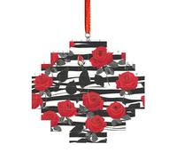 Artisan Brick Puzzle Building Block DIY Ornament Decor 3D Jigsaw Thoughtful Gift Black White Stripes Red Rose Flowers Print