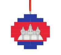 Artisan Brick Puzzle Building Block DIY Ornament Decor 3D Jigsaw Thoughtful Gift Cambodia Flag Print
