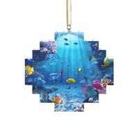 Artisan Brick Puzzle Building Block DIY Ornament Decor 3D Jigsaw Thoughtful Gift Colorful Ocean Theme Print