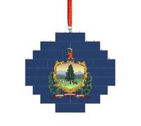 Artisan Brick Puzzle Building Block DIY Ornament Decor 3D Jigsaw Thoughtful Gift Vermont State Flag Print