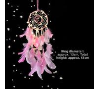 Artisan Crafted Catcher for Good Dreams Featuring Pearls and Real Feathers, Wind Chime Suitable for Indoor and Outdoor Use (B(without light))