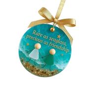 Artisan-Crafted Friendship Bells with Sea Glass Multifunctional Holiday Ornament Christmas Party Decor Artistic Sea Glass Friendship Bells Ornament Handcrafted Holiday Decoration